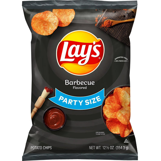 Lay's Barbeque Potato Snack Chips, Party Size, 12.5 oz Bag